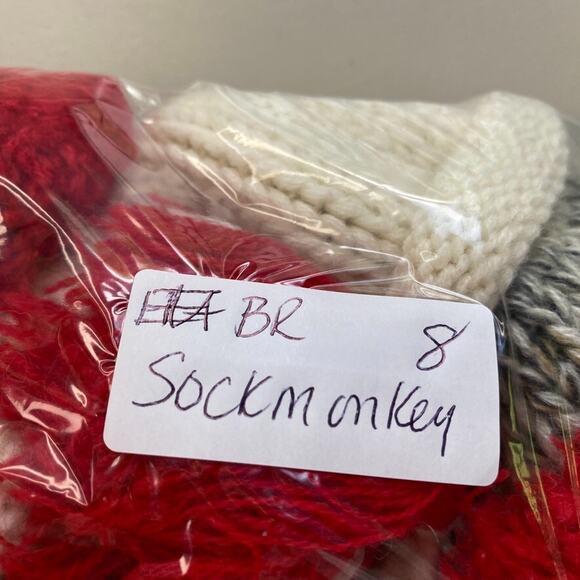 Kyber Sock Monkey Hat Adult One Size Wool Blend Knit Pom Beanie Sweater Retro - Picture 8 of 8